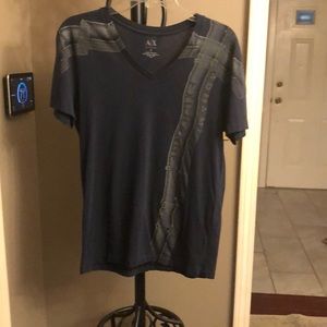 Armani Exchange Navy V-Neck T shirt w/ A/X design
